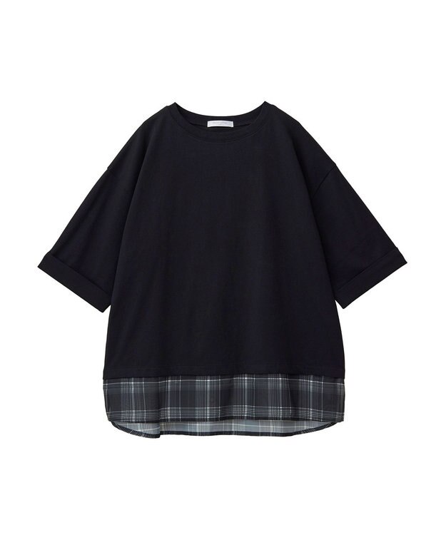 Green Parks ５分袖裾シアードッキングチュニック Black