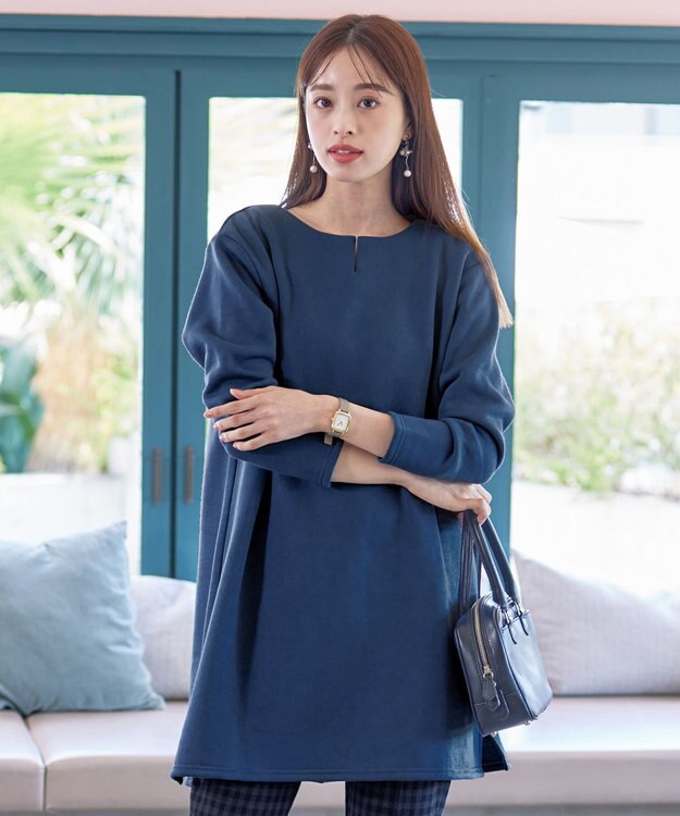 Tiaclasse 【洗える】裏起毛チュニック ブルー