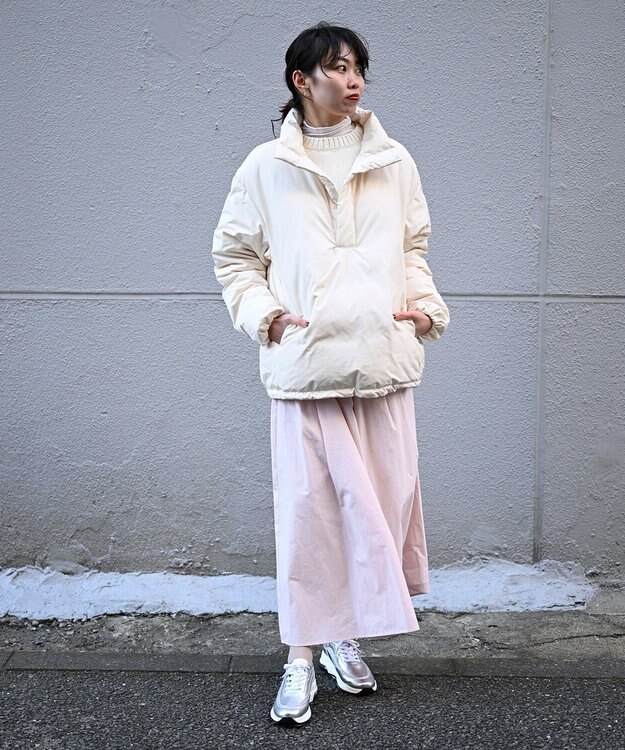 KWD 【日本製/高品質ダウン】DOWN PULLOVER グリーンダウン ダウンプルオーバー アイボリー