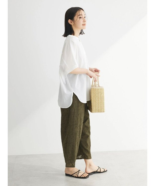 Green Parks インド綿　ジャガードイージーパンツ Khaki