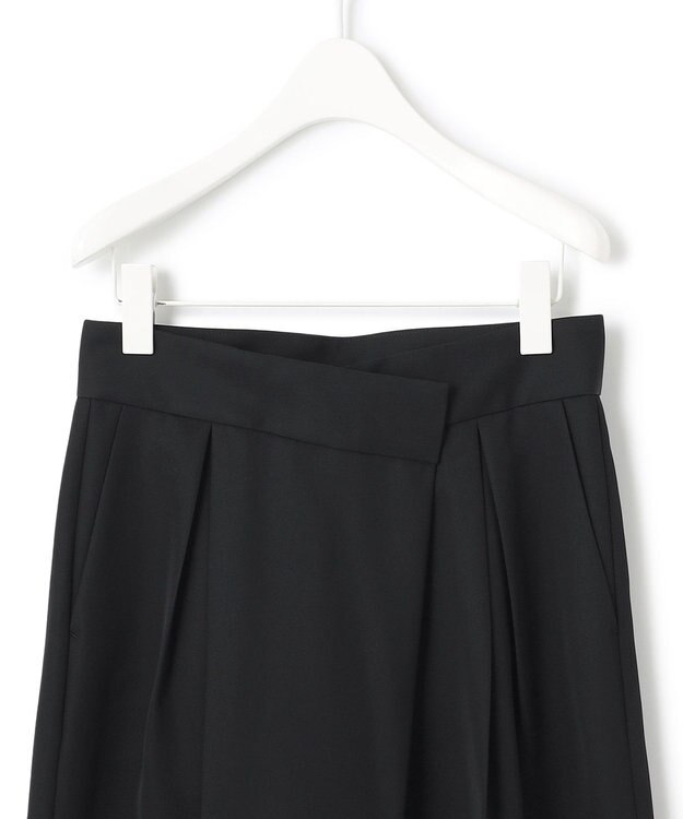 ICB 【洗える】シルフィルダブルクロス ワイドパンツ ブラック系