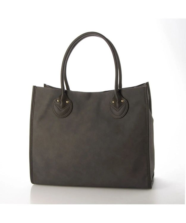 UNBILLION cachecache 丸手根革スクエアトートバッグ グレー