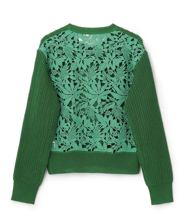 BEIGE， GARDENIA / クルーネックニット Pine Green