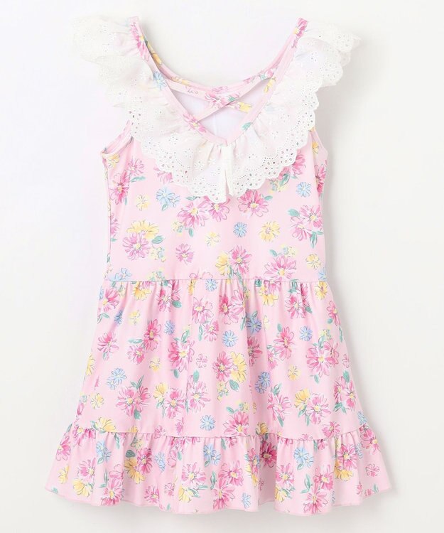 ANY KIDS 花柄×レース ワンピース水着 ピンク