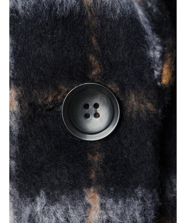 AMERICAN HOLIC チェックコクーンミディコート Check Navy