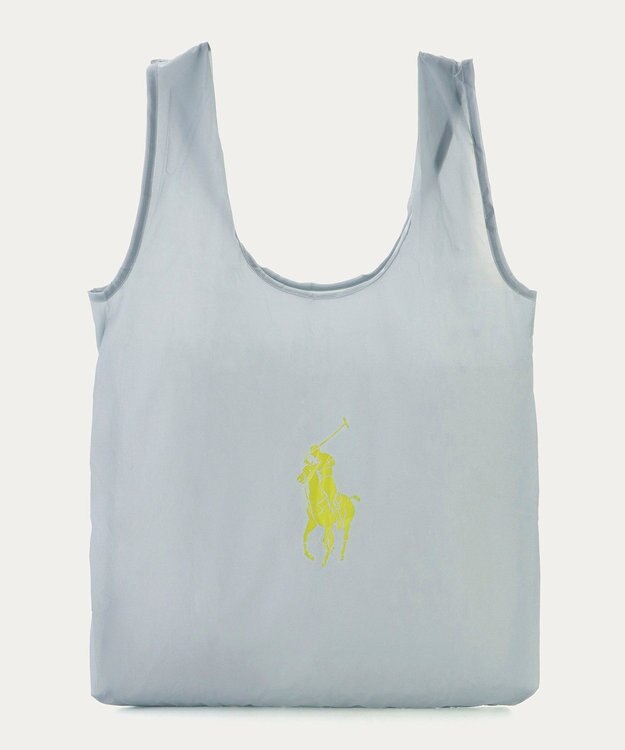 MOONBAT POLO RALPH LAUREN(ポロ ラルフローレン)ポロポニー ポケッタブル レインバッグ Mサイズ 無地 ストラップベルト付き ライトグレー