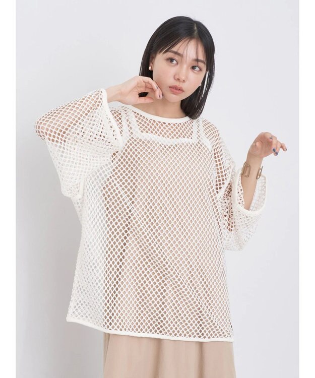 earth music&ecology メッシュチュニック Off White