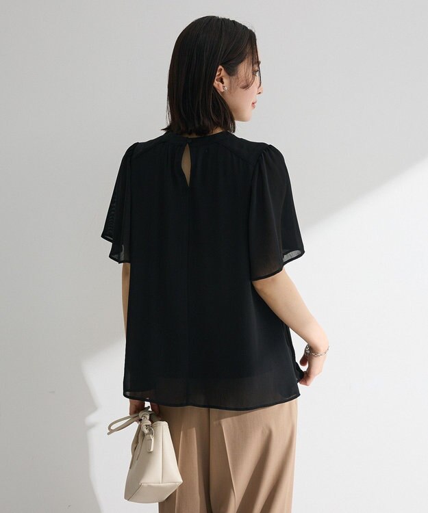 Green Parks マジョリカプリーツショートスリーブブラウス Black
