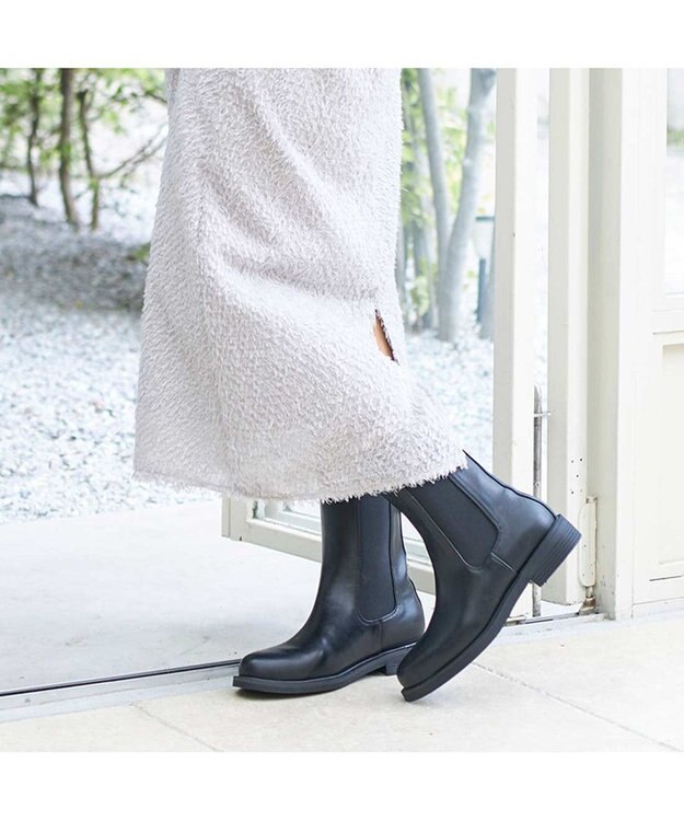 MODE ET JACOMO <carino>【レイン対応】サイドゴアショートブーツ ブラック