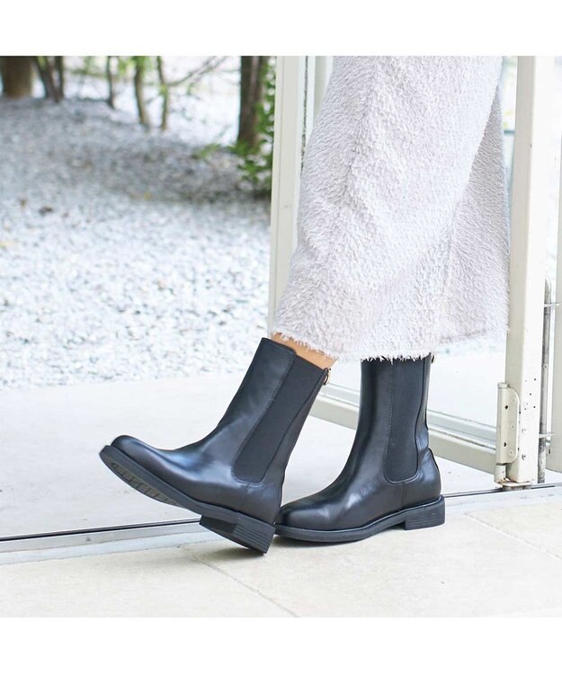 MODE ET JACOMO <carino>【レイン対応】サイドゴアショートブーツ ブラック