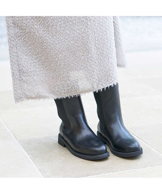 MODE ET JACOMO <carino>【レイン対応】サイドゴアショートブーツ ブラック