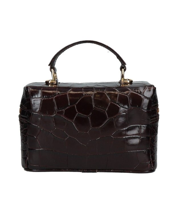 INTER-CHAUSSURES 【CHRISTIAN VILLA】ボックスシルエットミニハンドバッグ ダークブラウン型押