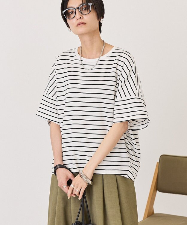 AMERICAN HOLIC 【先行予約】ボーダーコクーンプルオーバー Off White