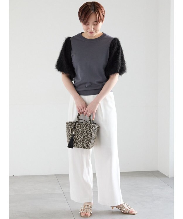 Te chichi シャギーバルーンスリーブニット チャコールグレー