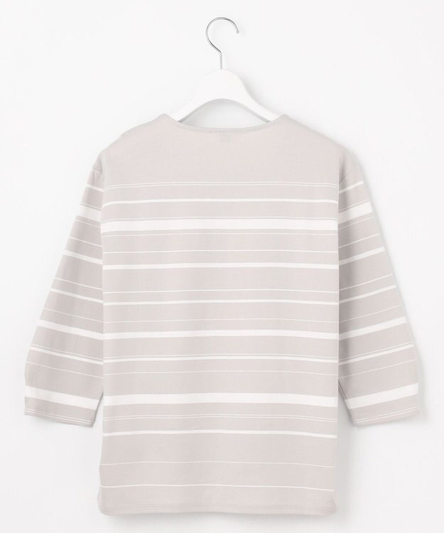 J.PRESS LADIES 【洗える】ポンチボーダー カットソー ライトグレー×ホワイト系1