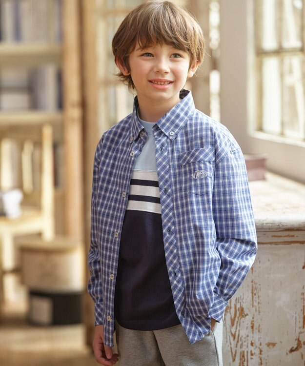 J.PRESS KIDS 【110-130cm】オックス チェックシャツ ブルー系3