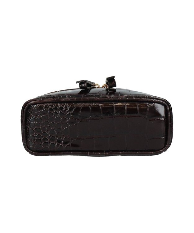 INTER-CHAUSSURES 【CHRISTIAN VILLA】ボックスシルエットミニハンドバッグ ダークブラウン型押