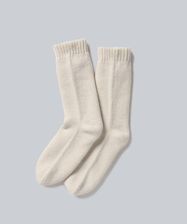 WHITE MAILS 【UNISEX】WOOL PAPER DOUBLE KNIT ルームソックス オフホワイト
