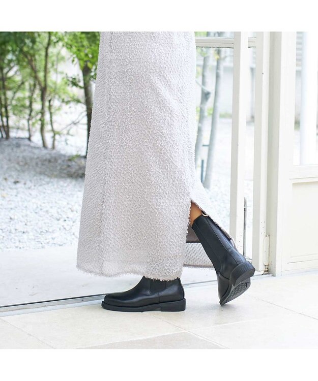 MODE ET JACOMO <carino>【レイン対応】サイドゴアショートブーツ ブラック