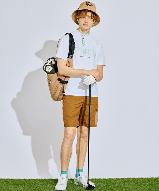 PW CIRCULUS 【吸水速乾 / UV遮蔽率99% UVカット / ストレッチ】【MEN】バックメッシュポケットモックT ゴルフ ホワイト系