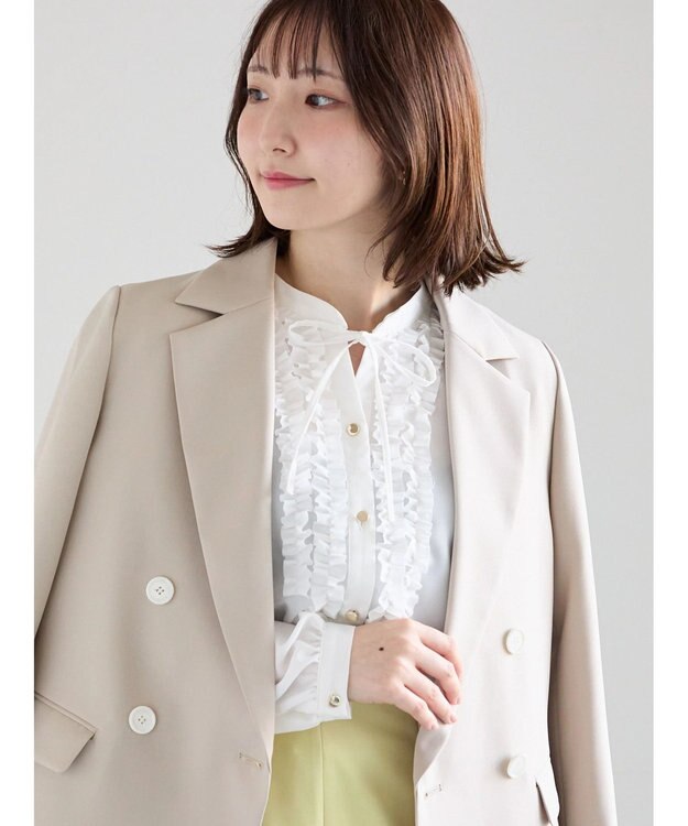 Te chichi フロントフリルキーネックブラウス オフホワイト