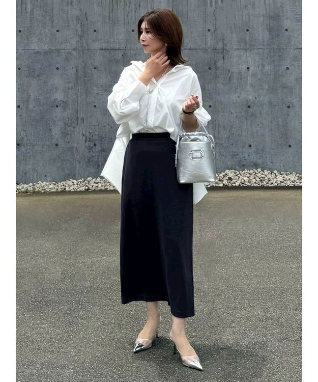 Green Parks バックスリットポンチスカート Charcoal Gray