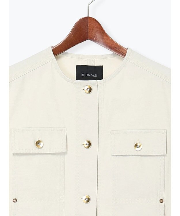 Te chichi ノーカラーワークベスト オフホワイト