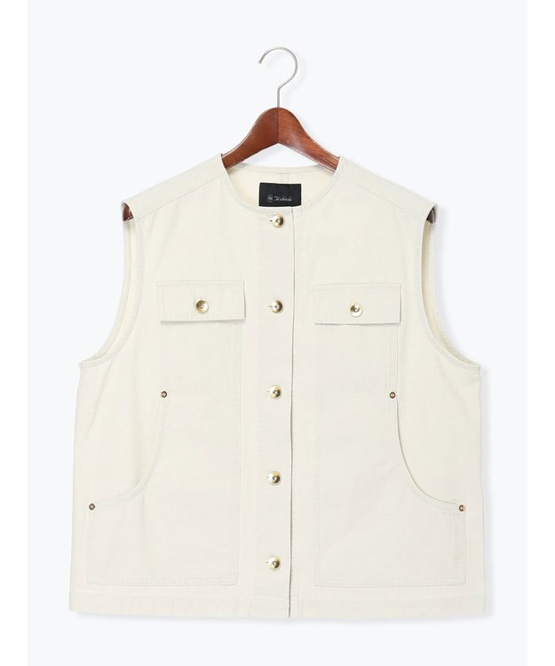 Te chichi ノーカラーワークベスト オフホワイト