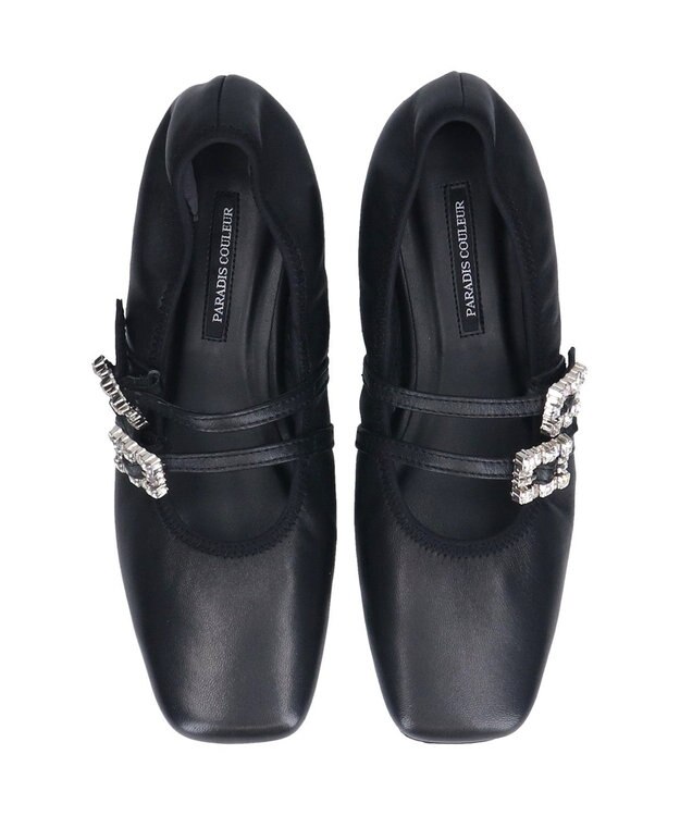 Bridget Birkin 【PARADIS COULEUR】ビジューバックルダブルストラップバレエ ブラック