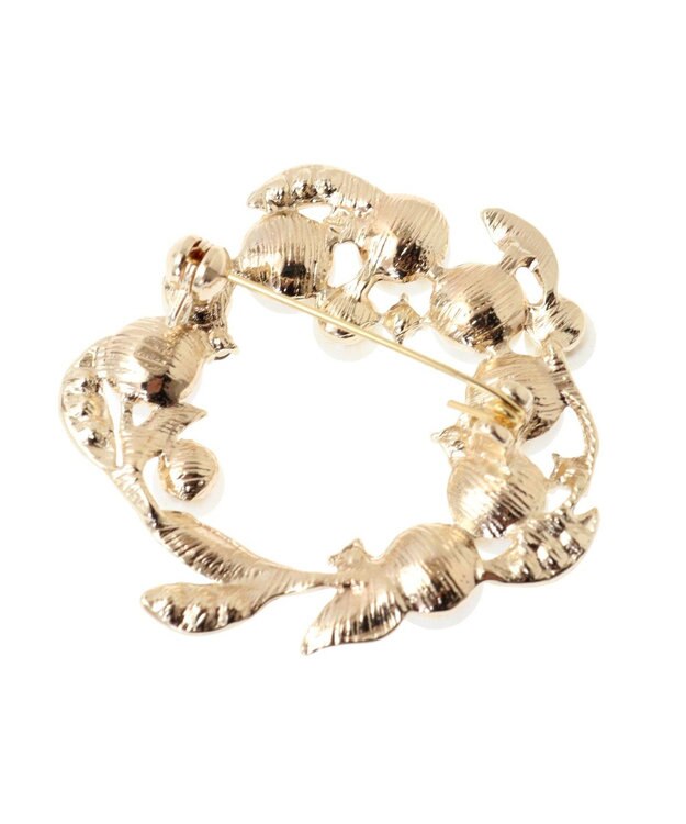 Green Parks ｅｖｅｒｙ　ｗａｌｋ．パールリーフブローチ Gold