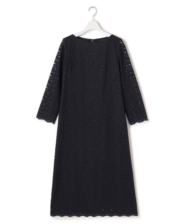 23区 【APPLAUDIR】オプティカルフラワーレース ドレス ネイビー系