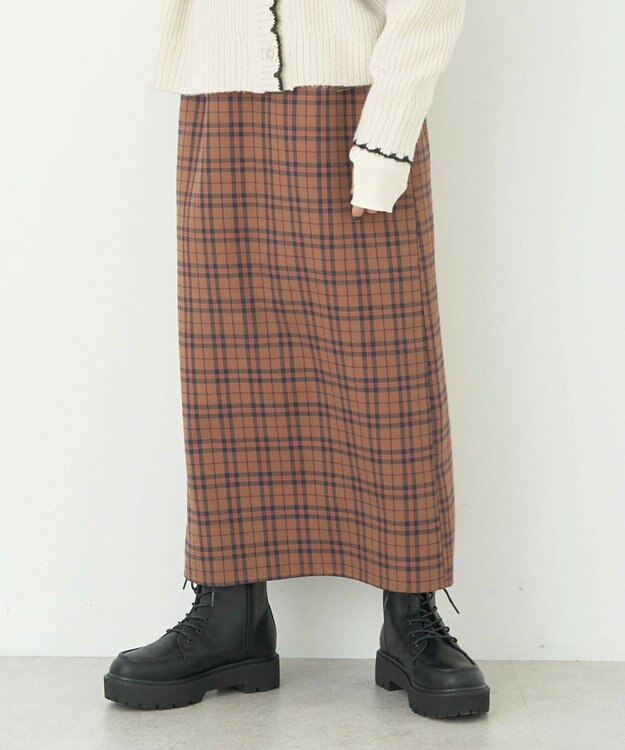 earth music&ecology チェックナロースカート Check Brown