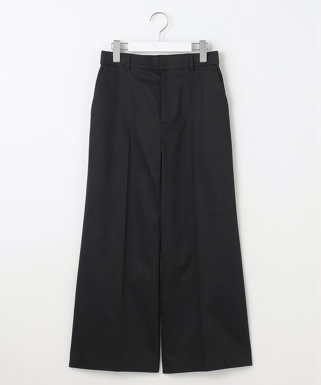 自由区 S 【UVカット・接触冷感・洗える】コットンサテンクロップド丈ワイドストレート パンツ ブラック