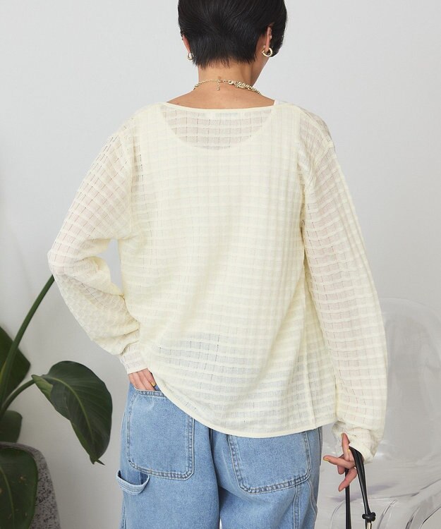 AMERICAN HOLIC シアーチェックカーディガン Yellow