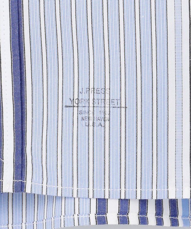 J.PRESS YORK STREET 【UNISEX】マルチストライプバンドカラー シャツ サックスブルー系7