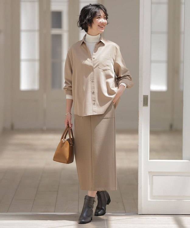 J.PRESS LADIES 【WEB限定】リブダンボール スカート 【WEB限定】カーキ系