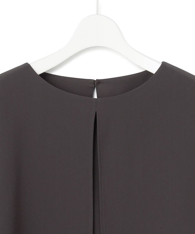 23区 L 【洗える】ストレッチジョーゼット ケープデザイン カットソー ダークブラウン系