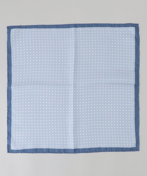 GOTAIRIKU 日本製【シルク100％】オリジナル柄チーフ_ドット柄 ブルー系8