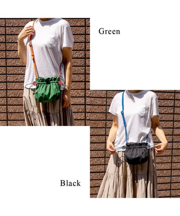 tsumori chisato CARRY ギャザー ショルダーバッグ ミニバッグ ポシェット グリーン