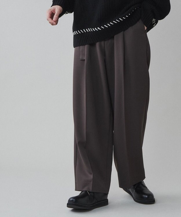 WEGO トロミ　ベルト付きワイドスラックス ブラウン