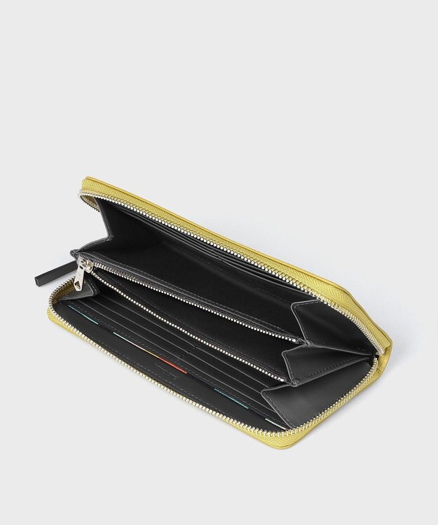 Paul Smith アーティストストライププラー ラウンドジップ長財布 イエロー