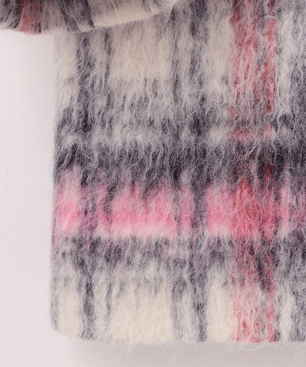 GRACE CONTINENTAL シャギーチェックピーコート ピンク