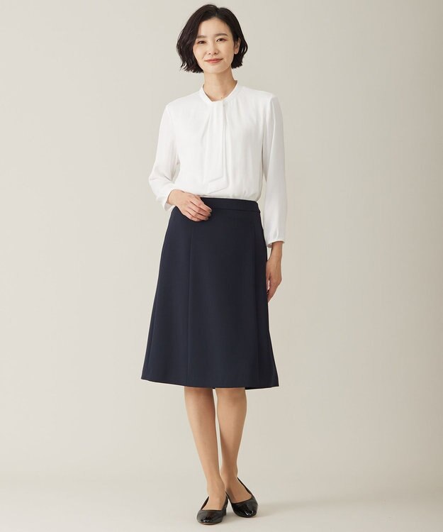 J.PRESS LADIES 【WEB限定カラーあり・洗える】セラテリーダブルクロス フレアー スカート ネイビー系