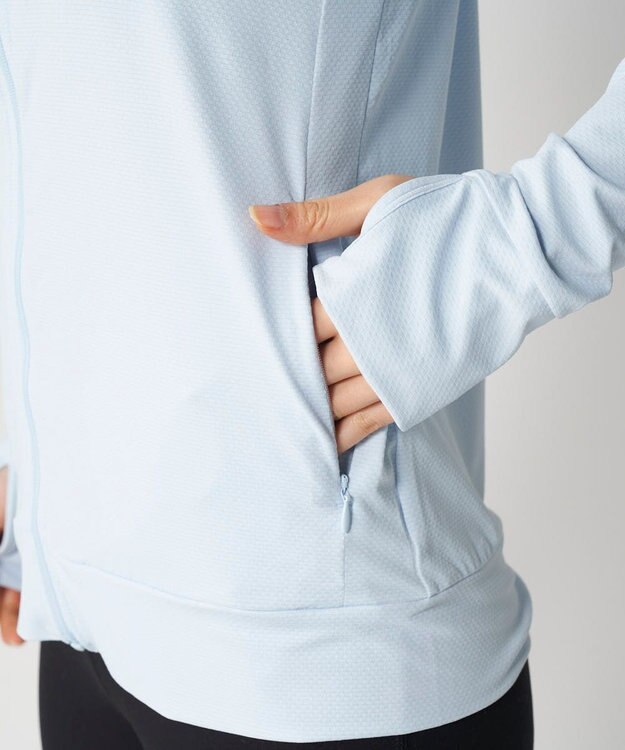 OP／FILA 【FILA】ラッシュガードブロックメッシュ スタンドカラージャケット ライトブルー