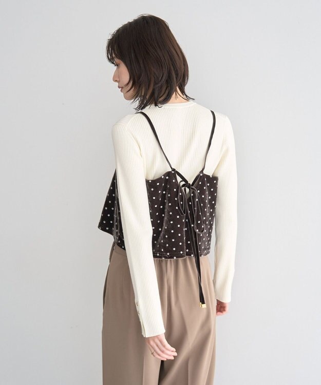 YECCA VECCA グリッタードットベロアオーバーキャミ Brown