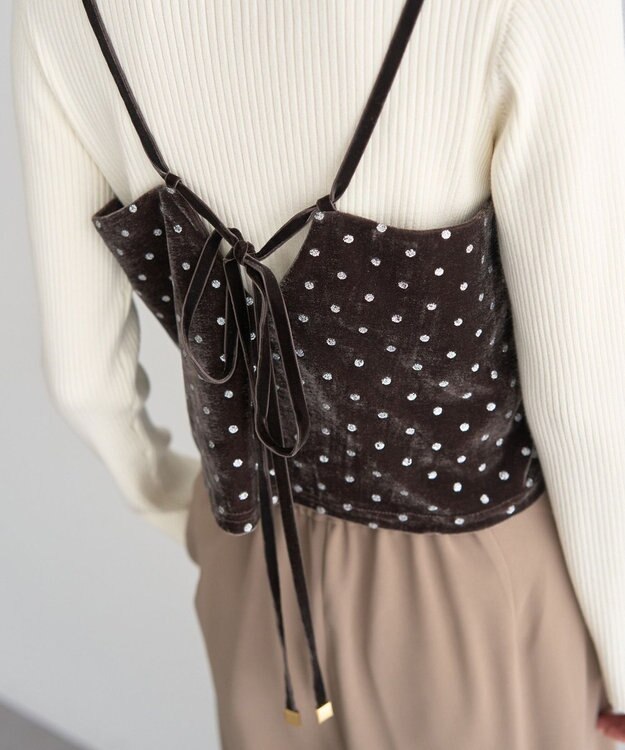 YECCA VECCA グリッタードットベロアオーバーキャミ Brown