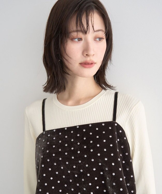 YECCA VECCA グリッタードットベロアオーバーキャミ Brown