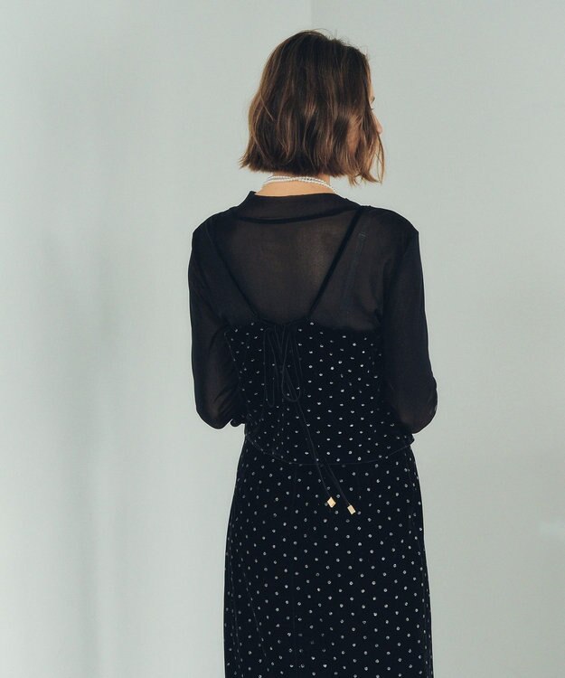 YECCA VECCA グリッタードットベロアオーバーキャミ Black