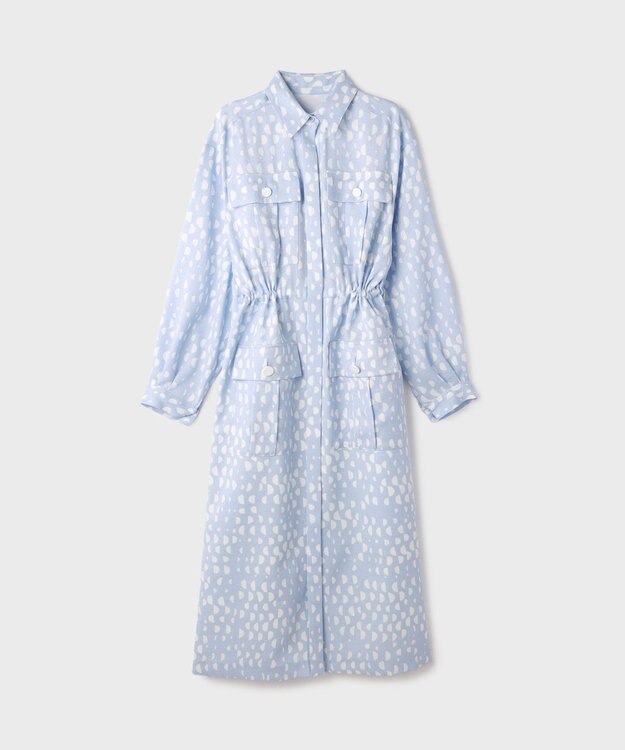 GRACE CONTINENTAL ハーフドットミリタリーワンピース ブルー