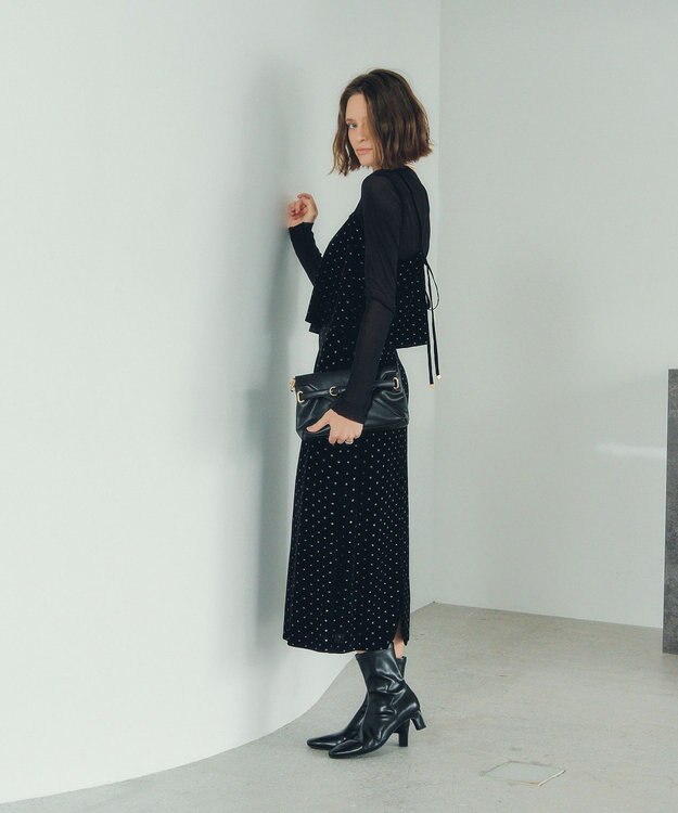 YECCA VECCA グリッタードットベロアオーバーキャミ Black